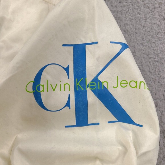 Calvin Klein Jeans Rain Coat Jacket Womens Large White Snap Button‎ Windbreaker - Picture 4 of 16